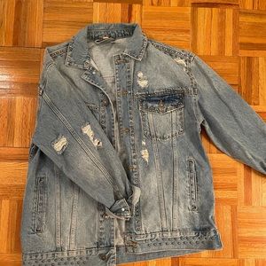 Free People oversized studded denim jacket, size S